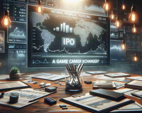 Realistic high-definition image of a conceptual scene themed on the initial public offering (IPO) of a major telecommunications company, with the title 'A Game Changer? What Investors Should Know'. Imagine a table laden with company reports and stock charts. Nothing should hint it's for a specific company.