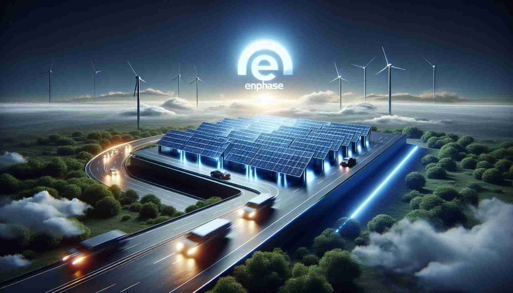 Realistic high-definition image that represents the innovative edge of Enphase, a company in the solar power industry. Visualize metaphorically how Enphase could potentially be a game-changer in this sector. Show how they stand apart from their competitors, perhaps through the use of sleek and modern solar panels against a backdrop of a clean and healthy environment, illustrating the potential of renewable energy.