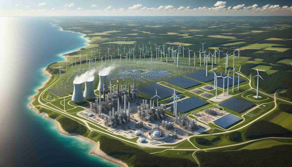 Realistic HD imagery of a massive green energy project located in Wisconsin. The picture should display a plentiful amount of sustainable energy sources like wind turbines, solar panels, and geothermal power plants showcasing the state's dedication to environmentally friendly power solutions.