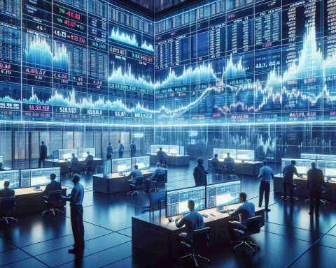 A realistic, high-definition portrayal of the lively and dynamic environment of premarket trading. The scene captures the surprising ups and downs, the gains and losses, that characterize the market. There are several traders of multiple descents and genders, actively engaging with a multitude of screens depicting fluctuating graphs and numbers. Used in conjunction, they reflect the atmosphere of anticipation and suspense typical of premarket trading. Reflective of the vibrancy of such an environment, digital ticker tapes are constantly updated with new information. The overall color scheme should be leaning towards blues and whites, with a modern, sleek design aesthetic.