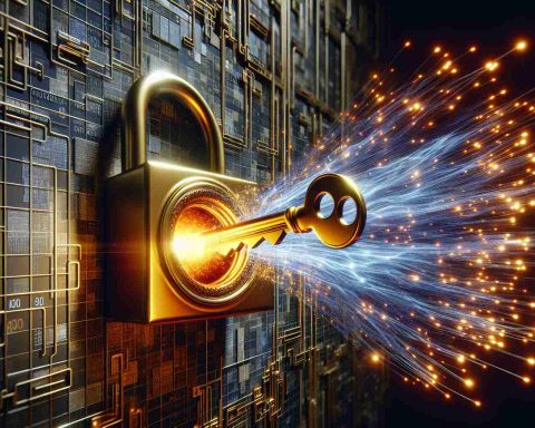 A hype-inducing image showcasing the concept of unlocking hidden features to transform your data experience. The image can be a high-definition render of a golden key, glowing with power, insert into a 3D data matrix lock. This could be garnished with dynamic waves of data flowing from the lock, signifying an unleashed potential. Use rich colors and high contrast to emphasize the transformational power of the scene.