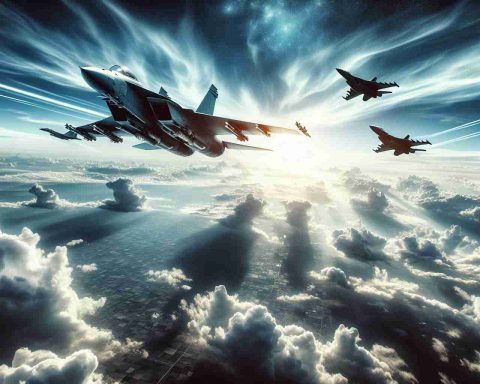 Generate a high definition realistic image that encapsulates the theme of high-tech jet fighters dominating the skies. Illustrate advance fighter planes soaring high above the clouds, demonstrating superior speed and technology. The image should capture a sense of power, agility, and speed, with fighter jets manoeuvring with precision against a backdrop of a vast, endless sky.