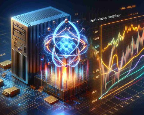 Depict a high-resolution, realistic image that symbolizes the concept of 'Quantum Computing Stocks in Trouble'. Perhaps you could represent 'Quantum Computing' with a futuristic computer or an abstract quantum symbol, and 'Stocks in Trouble' with a stock market chart showcasing a sharp decline. Include text in the image reading, 'Here's What You Need to Know', perhaps as part of a news headline or article title.