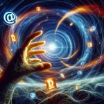 Create a high-definition, surreal image that embodies the concept of 'grabbing the internet by the domain'. This image should express a successful business strategy, as if enacted by a seasoned investor, without depicting any real people. Visual elements could include a metaphorical hand reaching out to seize glowing domains (as symbolic representations of internet websites) amongst a swirling vortex of digital data streams.