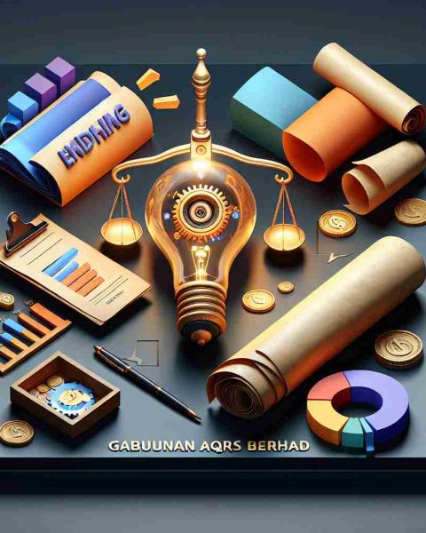 Realistic high definition image visualizing the concept of Gabungan AQRS Berhad being potentially undervalued. This could encompass elements such as a balance scale denoting valuation, eye-catching light bulbs to symbolize 'shocking insights', and perhaps even an unfold scroll or opened treasure chest to represent the idea of 'await'. Make sure to keep an abstract yet impactful interpretation within a business and finance context.