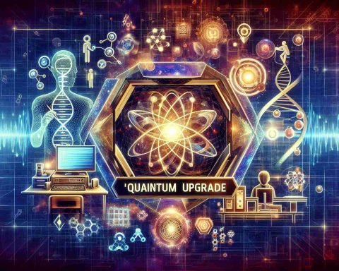 Generate a detailed, high-definition image that visually depicts a 'Quantum Upgrade' signifying a major tech revolution. Imagery could include quantum computers, scientists working on cutting-edge technology, and abstract symbols representing innovation and major change.