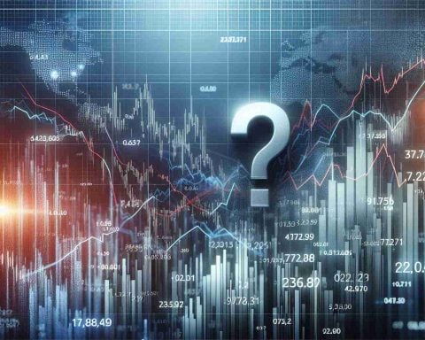 High-resolution depiction of a stock market with rising graphs indicating a surge, juxtaposed against a representation of plummeting numerical values embodying falling yields. Additionally, include a question mark in the scene reflecting the uncertainty surrounding these market fluctuations.