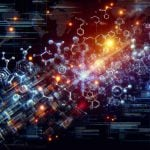 Generate an image that showcases the idea of a new wave of tech innovation, specifically focusing on the booming chemical software market. The image should visually represent high tech software development and the chemical industry merging, perhaps showing digital constructs representing software and molecules or other representations of chemicals. The quality of the image should imply high-definition realism.