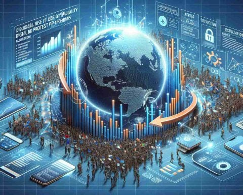 A credible and detailed high-definition illustration showing the sudden rise in the popularity of digital protest platforms. The illustration should include various statistics, graphs, and infographics explaining the reasons and effects behind this surge.