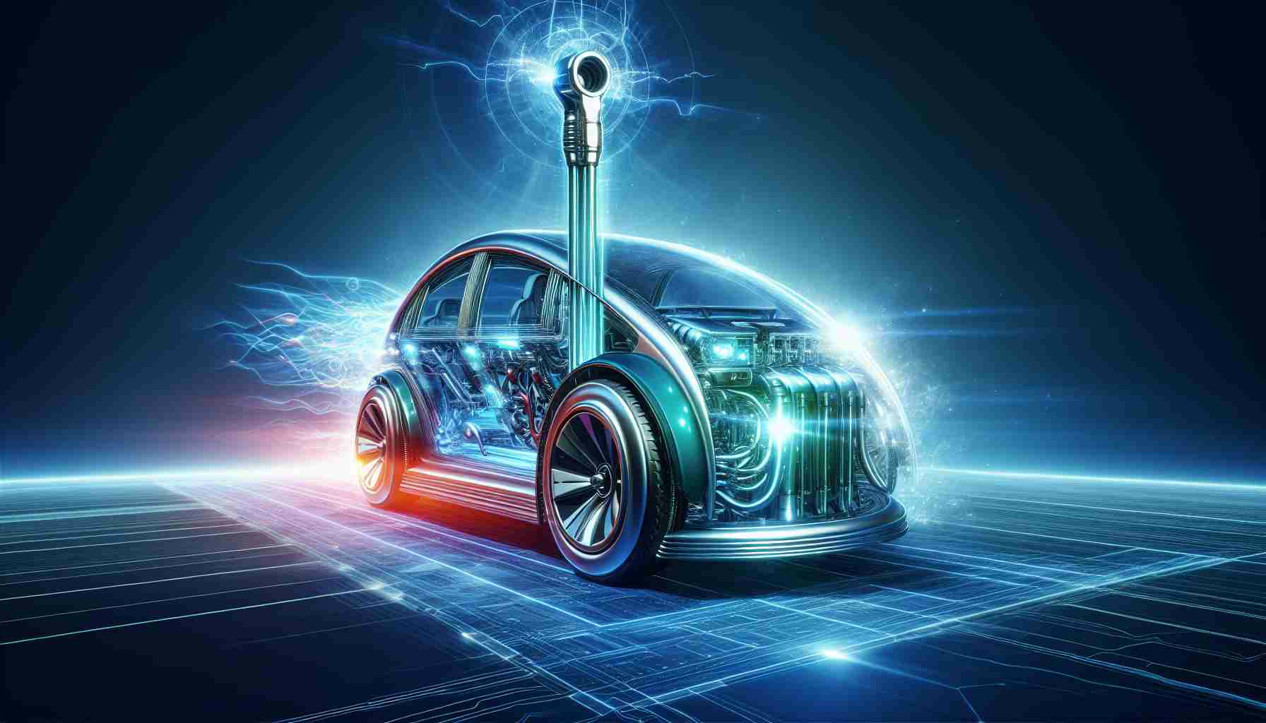 Generate a high-definition, realistic image of a metaphorical representation of a 'secret weapon' in electric vehicles, symbolizing a significant breakthrough innovation. Let it be inspired by QuantumScape, and portray how its upcoming ventures could revolutionize the field. Please do not depict any specific person or company logos.