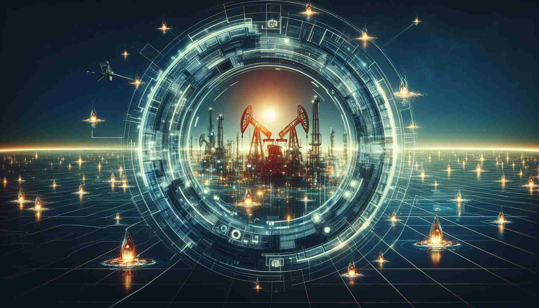 Generate a realistic, high definition image representing the 'new era of petroleum'. Display cutting-edge technological innovations that are key to understanding the future of fuel industries. The image should provide a sense of discovery and futuristic approach towards energy production.