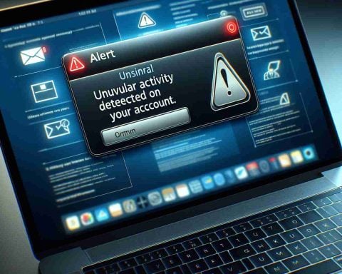 Create a realistic, high-definition image of a screen showing a notification alert. The alert should read 'Unusual activity detected on your account.' The background should appear as a typical desktop environment, perhaps with an email program or some online banking site in the open. Incorporate a few commonly seen iconography like warning signs to visually accentuate the alert.