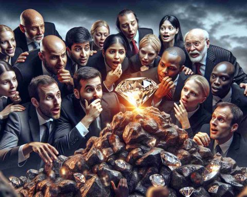 A high-definition, realistic image of a group of investors, with a mix of genders and descents such as Caucasian, Hispanic, Middle-Eastern, and Black, carefully analyzing a promising asset in the Australian market. Their faces show anticipation and excitement. The asset is depicted metaphorically as a gleaming gem, hidden under layers of dusty rocks, signifying its undiscovered potential. The intense concentration of the investors underlines the urgency and the importance of not missing out on this opportunity.