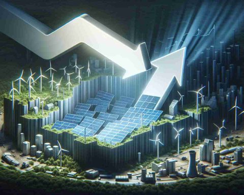 Realistic high-definition illustration representing the concept of a hidden opportunity within the energy sector, perhaps sparked by a financial setback. The scene could include innovative energy solutions like solar panels or wind turbines emerging from the shadow of a large downturn arrow, symbolizing the financial setback.