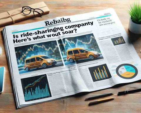 Realistic high-definition image of a newspaper headline reading 'Is Ride-Sharing Company Set to Soar? Here's What You Need to Know' with the article below providing analysis, charts, and graphs about this potential business trend.