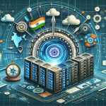 Design a hyper-realistic image showing the concept of India's big data breakthrough. Illustrate a mix of advance technology elements like server racks, cloud computing diagrams, data flow charts, and digital India map. Also, include symbols of India's leadership like a steering wheel and a compass. Bring the era's feel with color tones of the 21st century and futuristic design aesthetics.