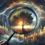 A high-definition, realistic image of an abstract concept representing Canopy Investors intensifying their focus on growth amidst rising competition. Imagine a foreground element of a magnifying glass symbolizing focus, pointed towards a robust tree that signifies growth. The tree is shrouded in an atmosphere of turbulence to portray the rising competition. Let the color palette be natural with a balance of warm and cool tones, capturing both tension and hope.