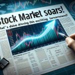 Realistic HD image of a stock market chart showing a sharp upward trend with a headline stating, 'Stock Market Soars! What's Driving This Exciting Turnaround?'. Include indicators, data points and line graphs to represent the exciting surge in stock market performance.