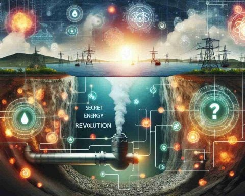High definition image that depicts the concept of a secret energy revolution inspired by a hypothetical technology corporation, focusing on the transformation brought by geothermal energy. Illustrate underground reservoirs showcasing hot water and steam that seeps up to the surface to generate electricity. Integrate symbols of technology and innovation in the background.