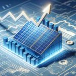 Realistic HD photo of a significant future plan by a major solar energy company, symbolized by a 3D model of a solar panel placed on a blue print. The impact of this move on the stock market, represented by a positive arrow moving upwards on a graph.