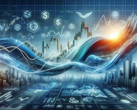 Realistic high-definition image representing the concept of a stock being a good buy. Visualize it as a wave symbolizing a surge, soaring high, with a background of corporate and finance symbols, such as graphs, currency symbols and financial data.