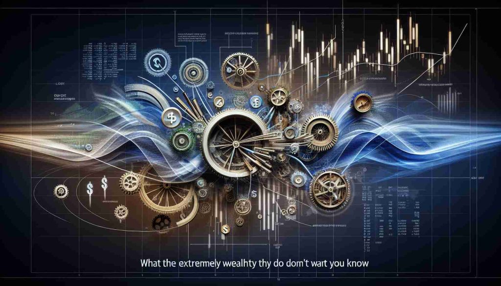 A realistic, high-definition image that symbolically represents the unseen forces that influence the market. Incorporate abstract concepts such as supply and demand curves, stock market charts, currency symbols, and hidden gears or mechanisms to hint at underlying market dynamics. Include a title at the bottom that reads, 'What the Extremely Wealthy Don't Want You to Know'.