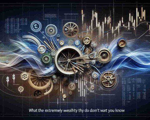 A realistic, high-definition image that symbolically represents the unseen forces that influence the market. Incorporate abstract concepts such as supply and demand curves, stock market charts, currency symbols, and hidden gears or mechanisms to hint at underlying market dynamics. Include a title at the bottom that reads, 'What the Extremely Wealthy Don't Want You to Know'.