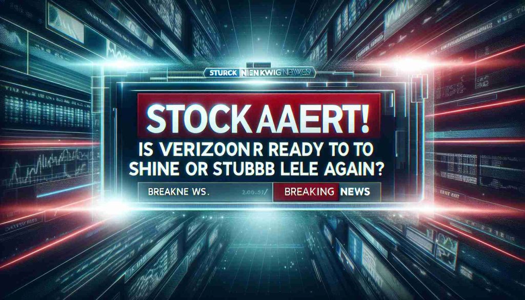 Generate a realistic high-definition image with a breaking news layout featuring the title 'Stock Alert! Is Verizon Ready to Shine or Stumble Again?'