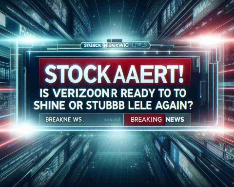 Generate a realistic high-definition image with a breaking news layout featuring the title 'Stock Alert! Is Verizon Ready to Shine or Stumble Again?'