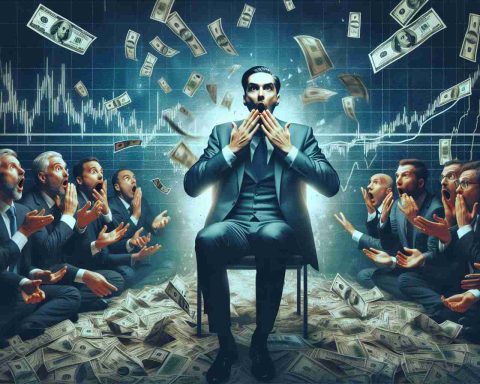 Generate a realistic HD image of an influential financial tycoon, depicting a moment where he surprises the stock market with an unexpected move. The image should reflect the astonishment among investors who did not foresee this occurrence.