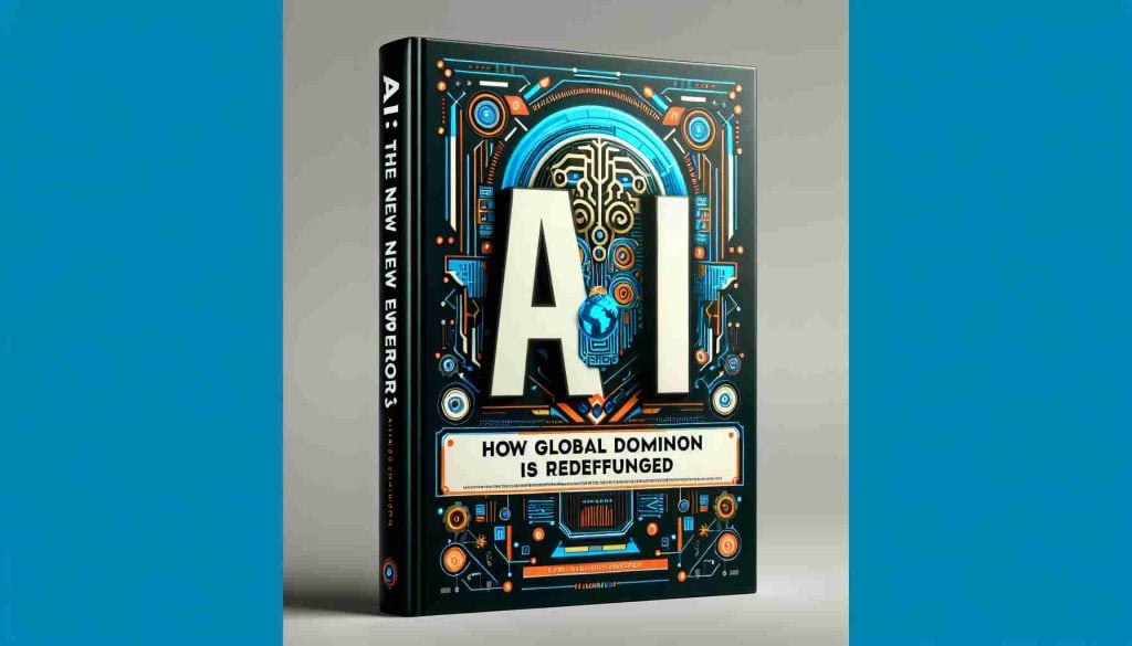 Realistic, high-definition image of a conceptual cover for a book titled 'AI: The New Emperor? How Global Dominion is Being Redefined'. This cover could feature bold, futuristic typographies, intriguing design elements like stylized gears and circuits to symbolize AI, and a world map to suggest global influence. A color scheme that communicates high-tech and power could dominate the design. This could be an eye-catching visual representation of the growing influence of artificial intelligence in the world.