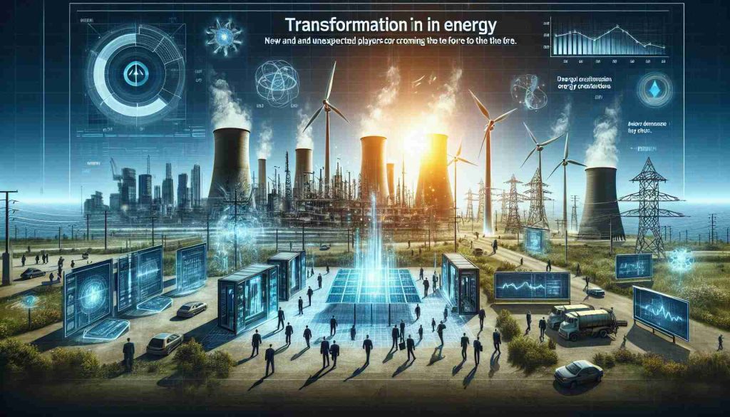 A high-definition, realistic image of the transformation in energy within Canada. The illustration shows new and unexpected players coming to the fore in the energy sector. They could be businesses, technologies, or alternative energy resources. Additional elements include charts or graphs demonstrating essential information or key insights related to this transformation.