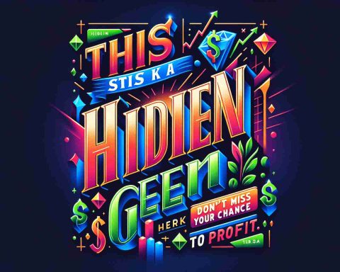 Realistically illustrated image displaying the header 'This Stock is a Hidden Gem! Don’t Miss Your Chance to Profit.' in vibrant colors. The phrase could be styled with a dynamic font and effects that imply progress and riches, perhaps with some symbols of stock market like graphs, dollar signs, and diamonds to represent the 'hidden gem'. The overall vibe of the image should be positive and motivating, delivering a promise of potential profit.