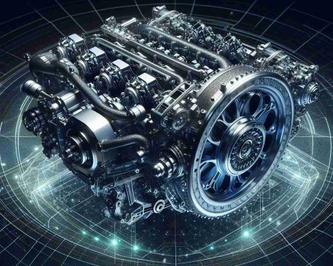 An intricately detailed, high-definition image showcasing an innovative engine design for a futuristic car. The engine shines with its cutting-edge components and advanced technology. Note, in this future vision, the engine manifests incredible attention to renewable energy, showcasing unique structures and materials to emphasize its technological advances. In the center of the composition, the engine emanates a sense of power and speed, hinting at the unprecedented performance of this revolutionary car concept.