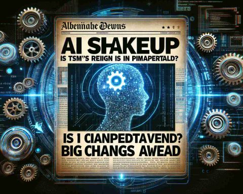 Generate a high-definition, realistic image of the headline 'AI Shakeup: Is TSM's Reign in Jeopardy? Big Changes Ahead' with a background suggesting change and innovation in technology. The image requires a sensation of unpredictability and excitement. The background could include elements like gears, codes, or futuristic graphics.