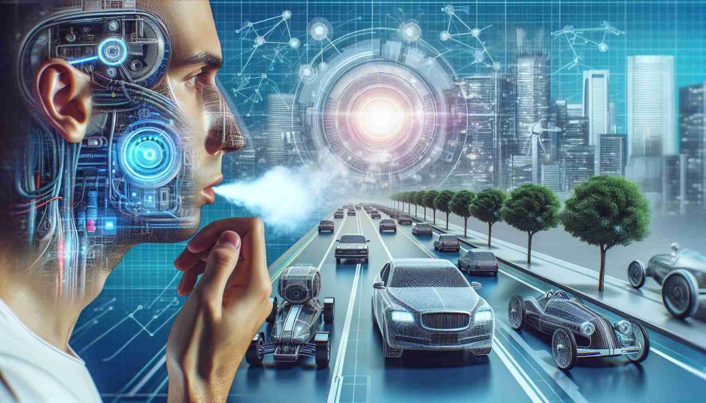 A detailed and high definition conceptual image showing the potential revolution of artificial intelligence in the field of transportation. The scene contains elements such as futuristic self-driving cars and advanced traffic management systems. A hint of a breath being held represents the anticipation of investors.