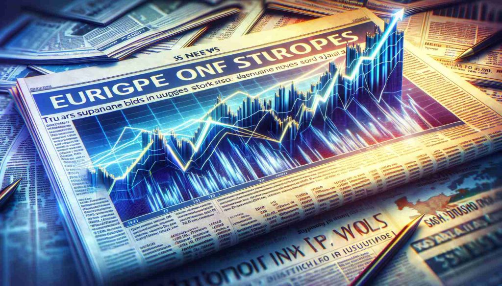 A realistic HD image illustrating the surge of European Stocks, capturing the bold moves in January. The image should ideally depict a graph or charts showing upward trends and sharp inclines, symbolizing the strong performance of the markets. Alongside, there might be financial news headlines or articles referring to these events, creating a sense of excitement and dynamism in the financial world.