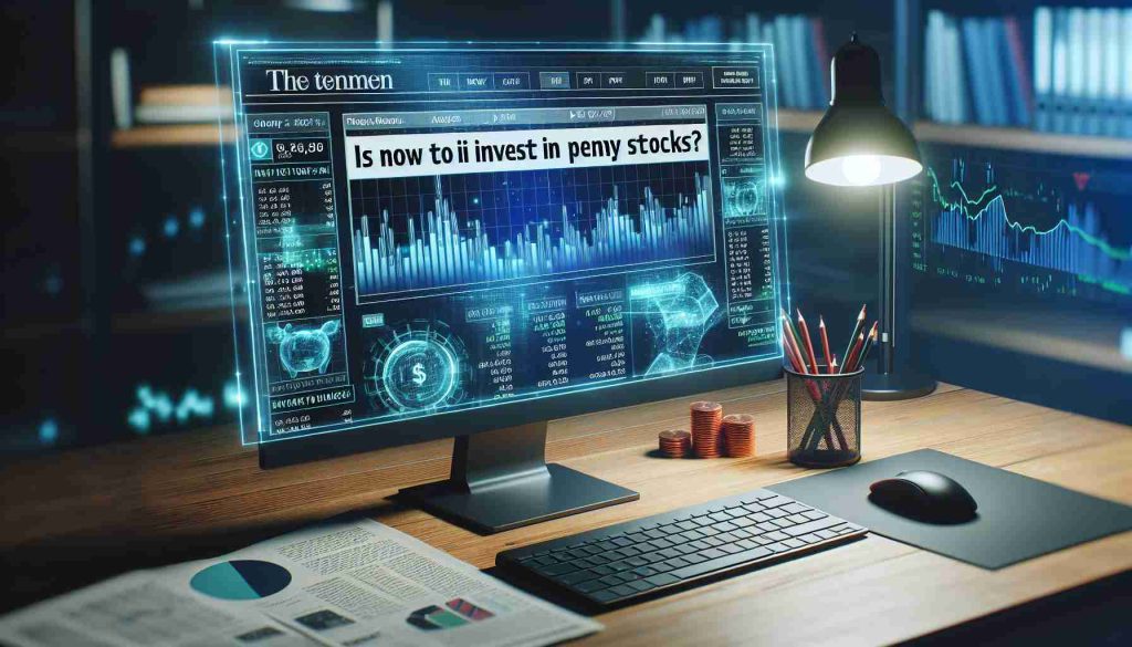 Generate a high-definition image of a computer screen displaying a digital newspaper article. The headline reads: 'Is Now the Time to Invest in Penny Stocks?' Beneath the heading, show financial charts and analyses that illustrate the current market trends.