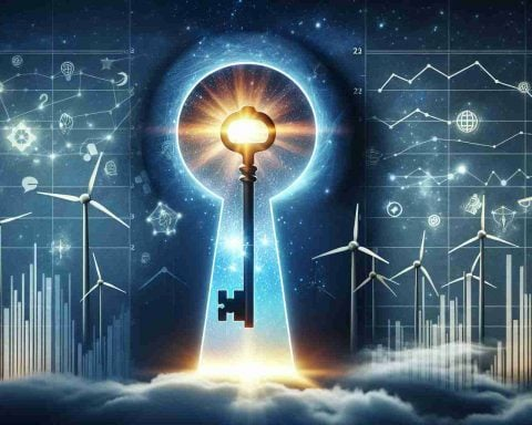An illustrative HD image depicting the abstract concept of unlocking secrets of renewable energy. This can be represented as a symbolic image of a key turning in a keyhole bright with solar and wind energy icons, symbolizing the unlocking process. The backdrop can contain graph lines and statistics to represent the buzz among the investors. The starry night sky above indicates future possibilities in the renewable energy sector.