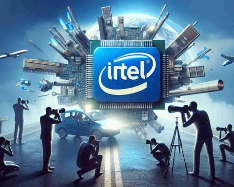 Create a realistic HD image that represents the concept of Intel's surprising advancements capturing interest. Possibly the image can include a graphical representation or metaphorical visual suggesting Intel as the emerging dominant player in the technology field. Note: this is a conceptual interpretation and doesn't involve any real people or brands.