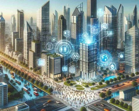 Realistic high-definition image showing the new developments in the financial sector of India. Capturing rising buildings, latest technologies being used, and people from various ethnic backgrounds and genders actively participating in these developments. Show a glimpse of the latest trends being embraced in the commercial hubs.